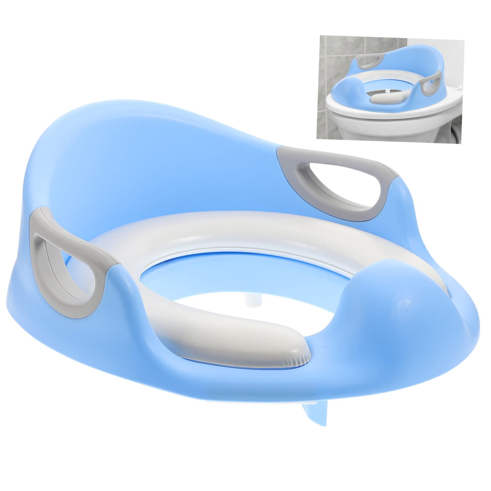 Sedile Wc Maniglie Grandi Antiscivolo in PU, per Potty Training Blu | Riduttore Water per Ragazzo Ragazza, Aiuta a Diventare Indipendente, Uso Autonomo Nel