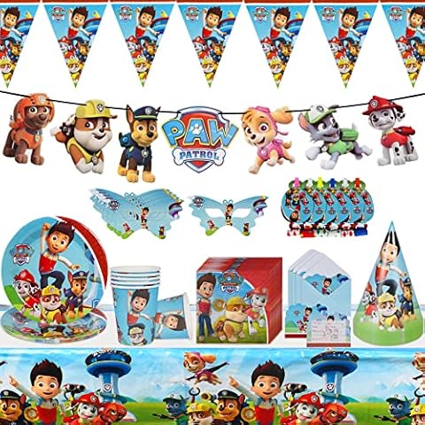 49 Piece Paw Dog Patrol Birthday Decoration Set, Dog Patrol Theme Party Supplies, Paw Dog Birthday Party Tableware Set, Paw Patrol Birthday Decoration, Paw Dog Children's Birthday Party Decoration Cover
