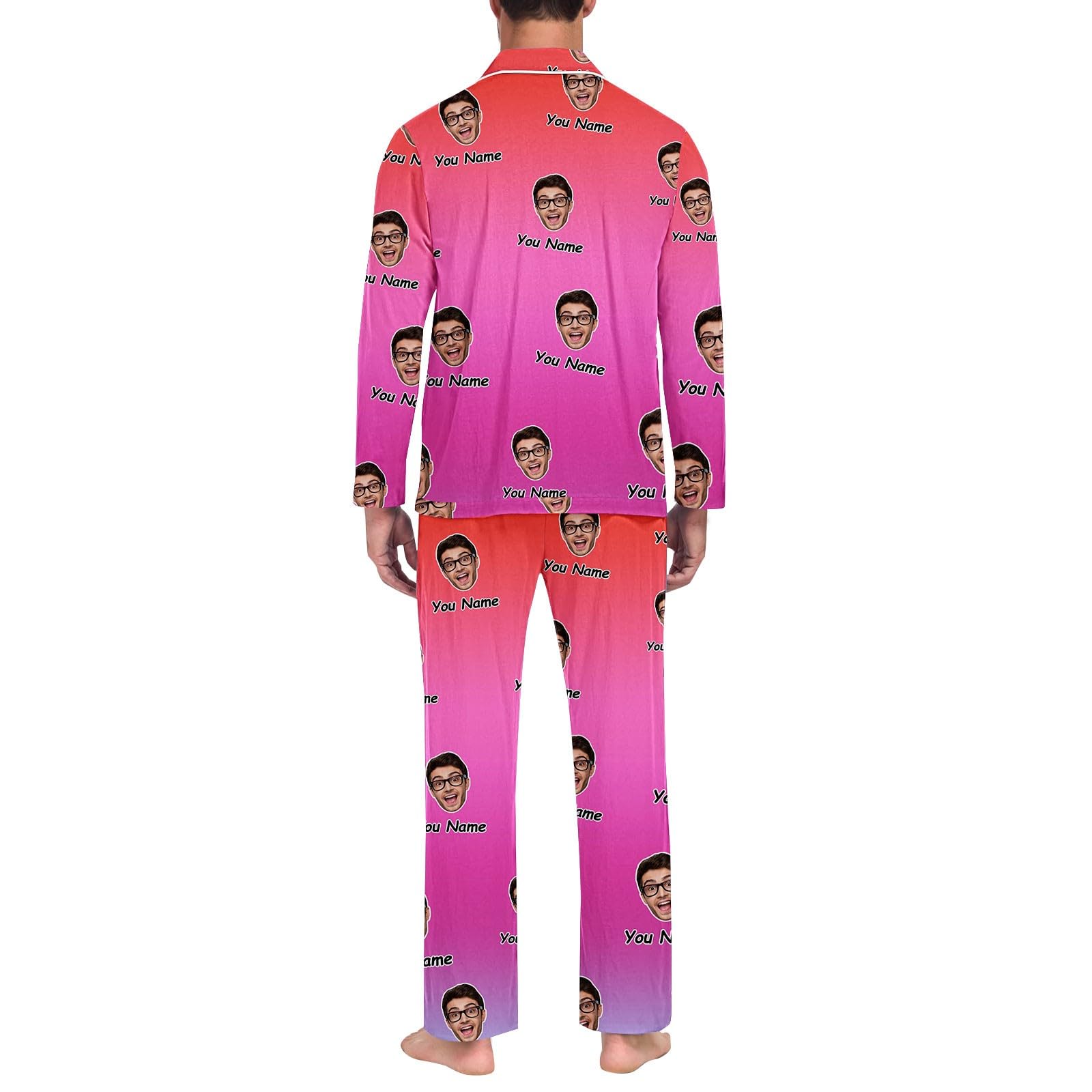 Generisch Pijama Hombre Camiseta Conjunto de Pantalones Divertidos para Hombres Mujeres Parejas a juego Unisex Nombres Personalizados Albornoz Hombre Algodón