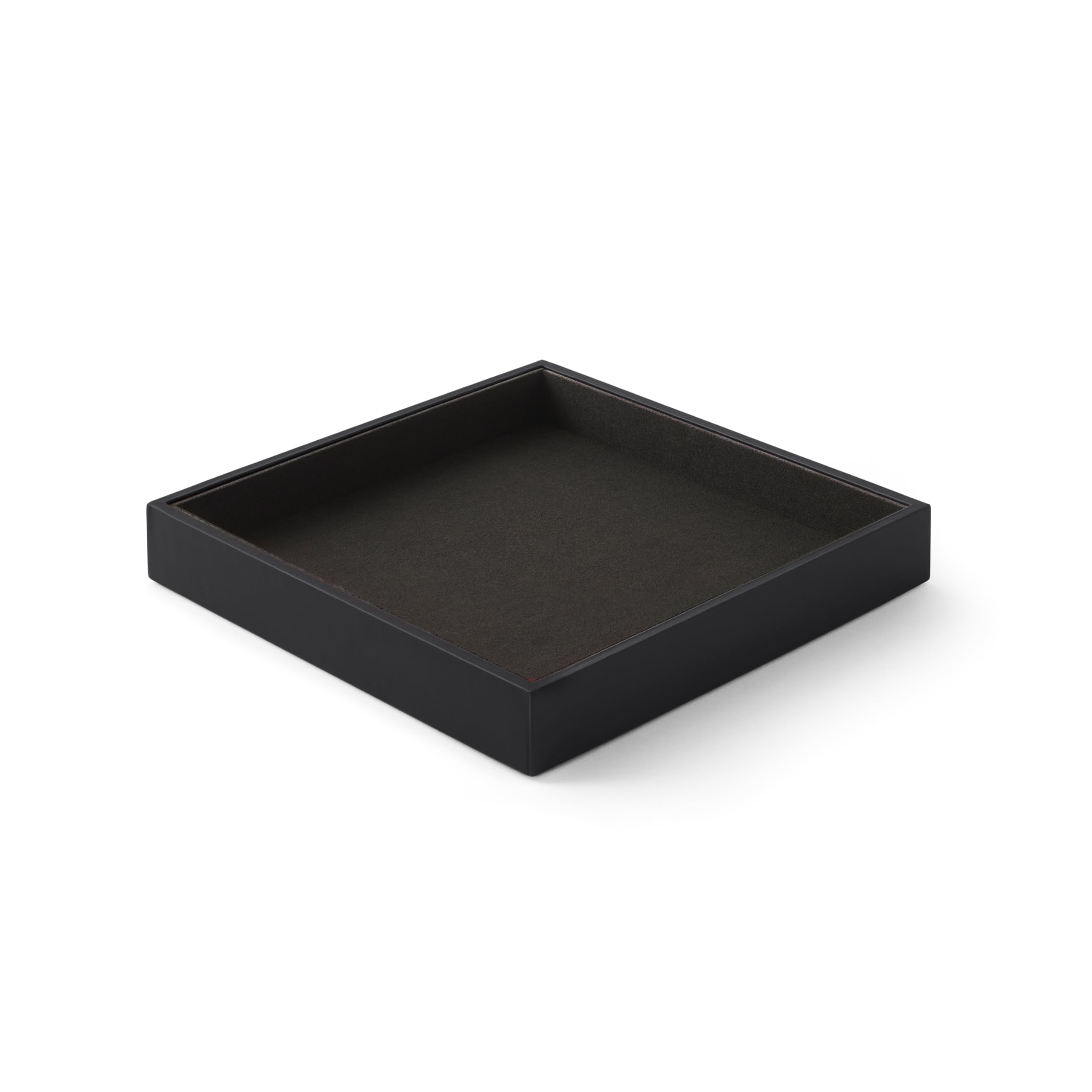 Eglooh - Minerva Large - Taschenleerer Leder Schwarz - Schreibtisch-Organizer - Ablagefach für Schlüssel, Schmuck, Schreibwaren, Smartphones - cm 21,5 x 21,5 - Made in Italy