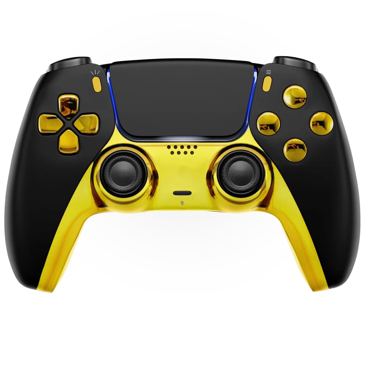 MODDEDZONE Black/GOld Custom Rapid Fire, Anti Recoil, Macros MODDED Wireless Controller for PS5 & PC - Unique Designs, Smart Mods for ps5 controller controlled by the APP. Best for FPS Games