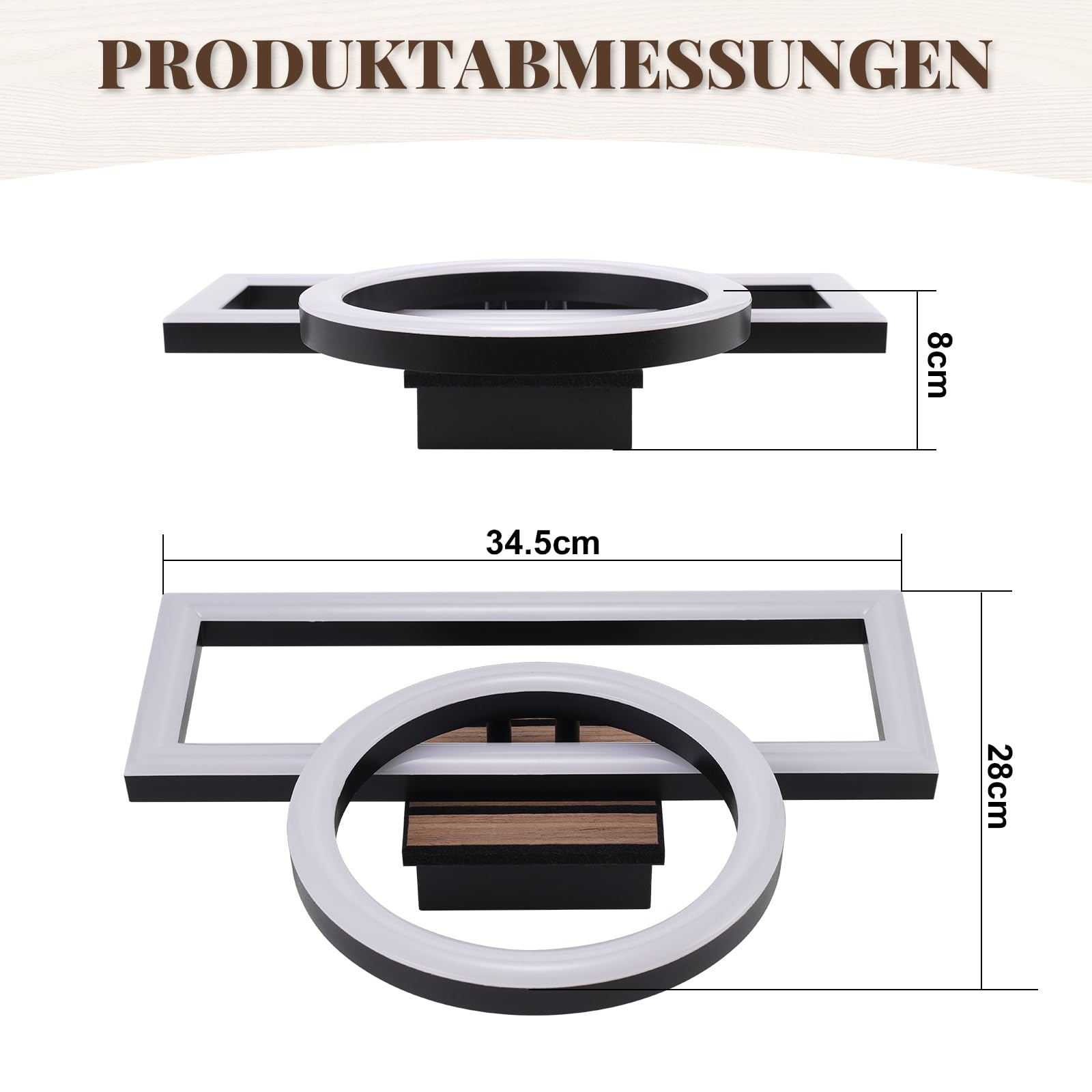 ZMH Deckenlampe Wohnzimmer LED Deckenleuchte Schwarz 34,5 cm Küchenlampe
