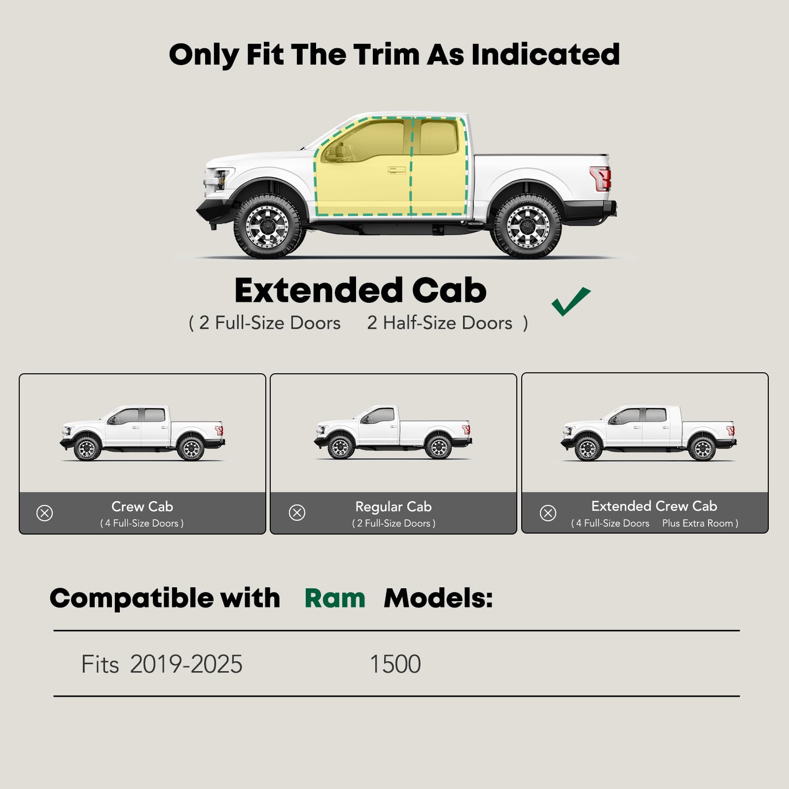 YHTAUTO 4 Inch Running Boards Fit Dodge Ram 1500 2019-2025 (Excl. Ram 1500 Classic) Extended/Quad Cab, Oval Straight Side Steps Stainless Steel Step Bars Off-Road Exterior Accessories