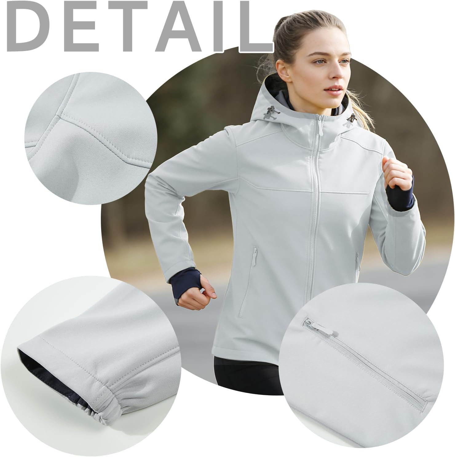Custom Men's Fleece Lined Hooded Jacket Lightweight Water-Resistant Outdoor Running Coat Add Your Logo Text