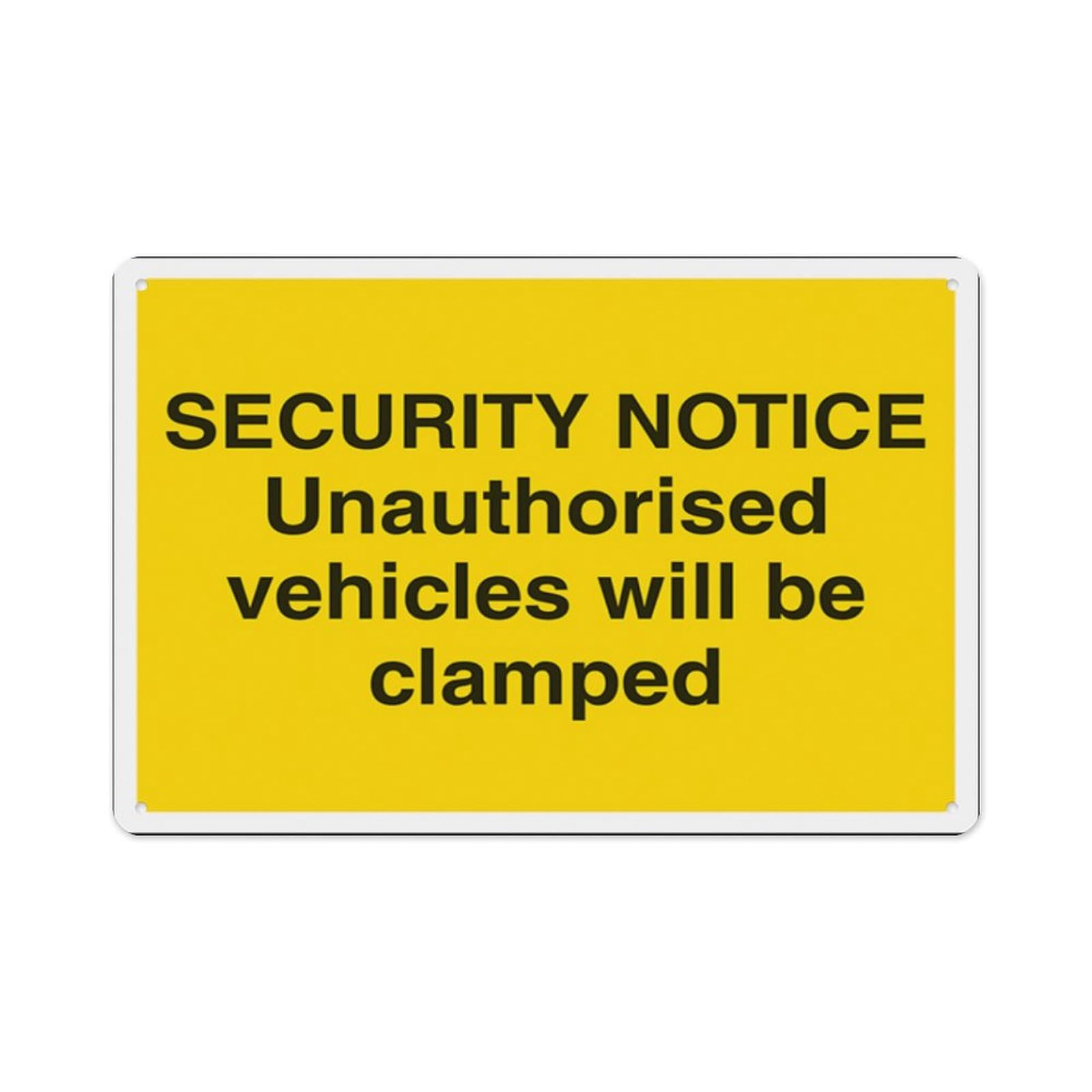 peiyeety Unauthorised Vehicles Will Be Clamped Aluminum Tin Warning Signs For Home Outdoor Garden 12X16 Inches