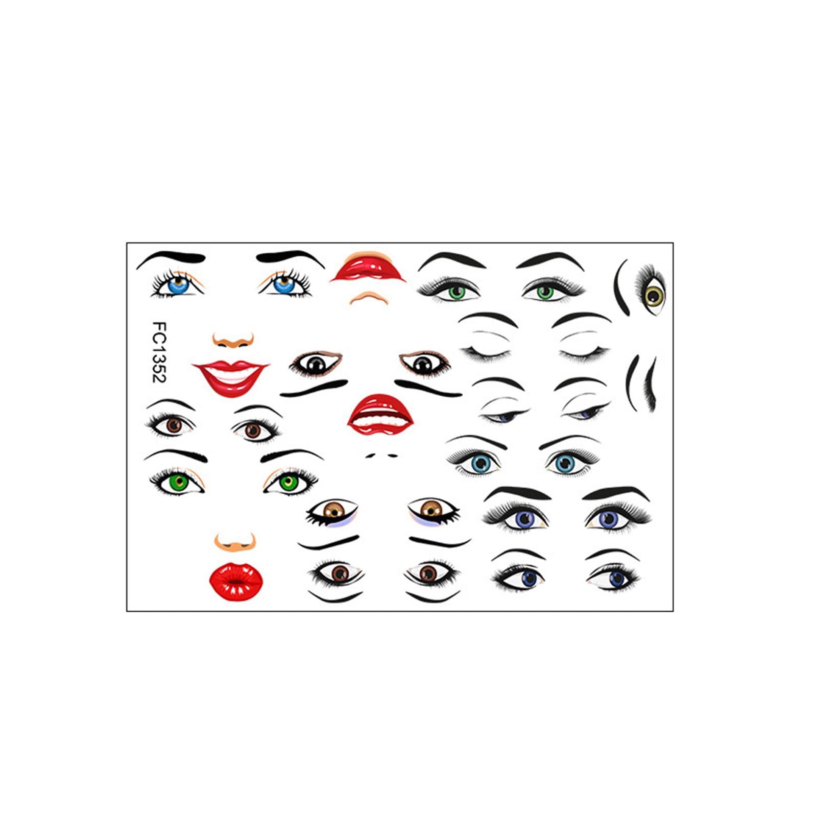 2 Sheets Creative Face Sticker Lips Mouth Eyes Eyebrows Nose Stickers Face Expression Stickers Expression Sticker