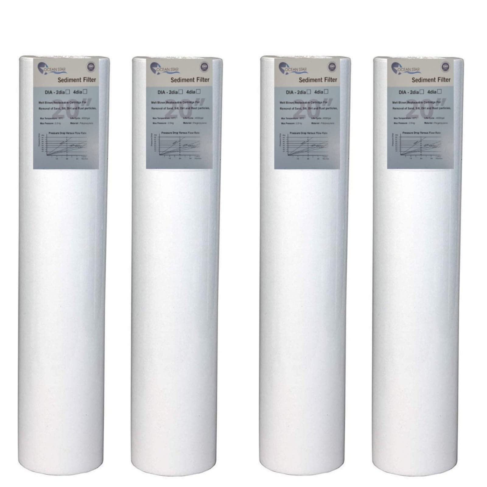 Ocean Star Jumbo Spun Filter Cartridge for Commercial Water Purifier 20 Inch 4.5 Inch Dia Pack of (4) (B0B2K7KR41) Amazon Price History, Amazon Price Tracker