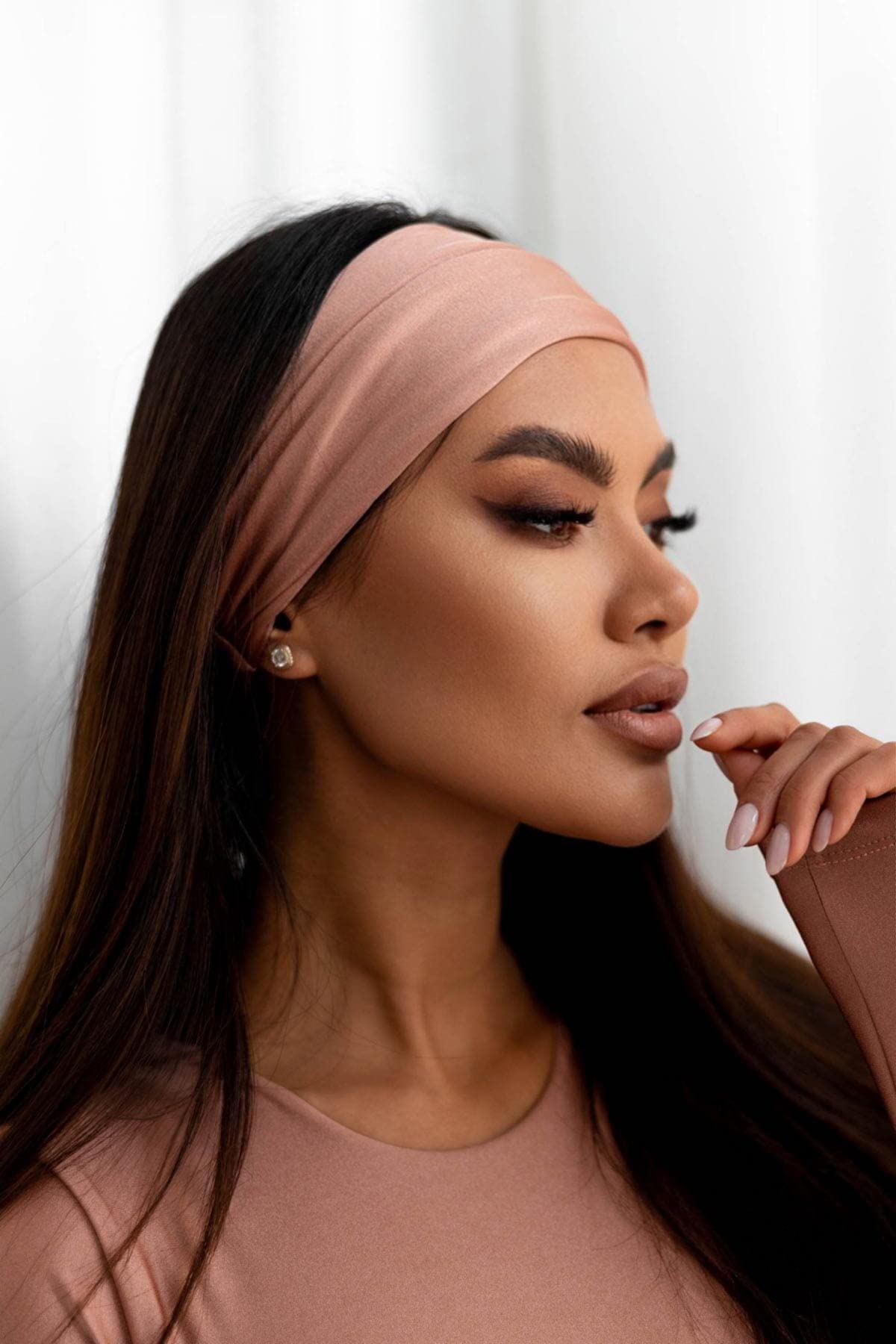 Headband Women's Wide Elastic Soft Hair Band Headband Banda Nero Black (Dusty Pink, One-size-fits-all) - Image 2