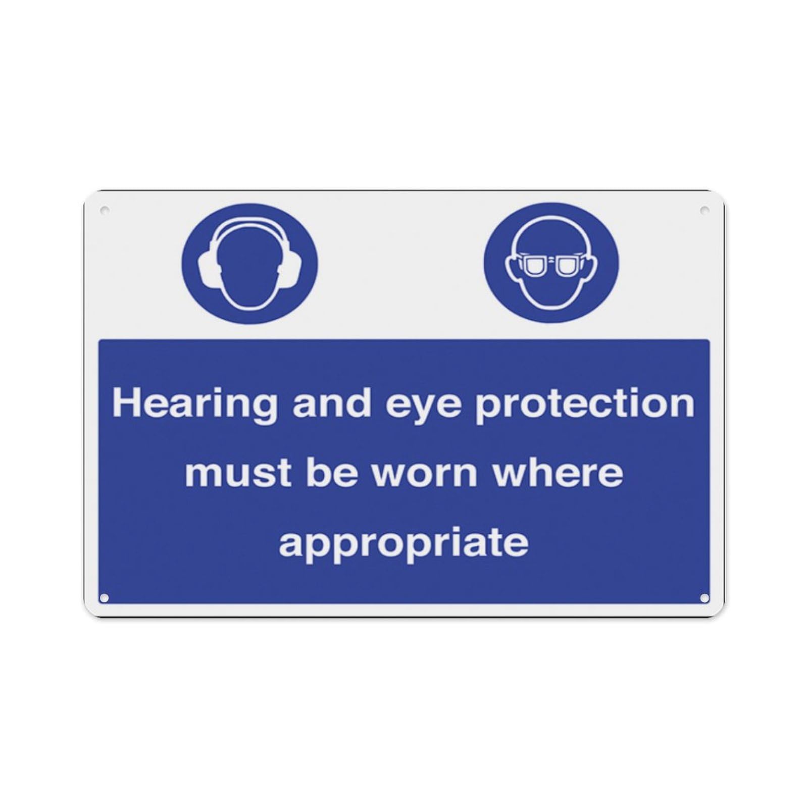 peiyeety Hearing Eye Protection Must Be Worn Aluminum Tin Warning Signs For Home Outdoor Garden 12X16 Inches