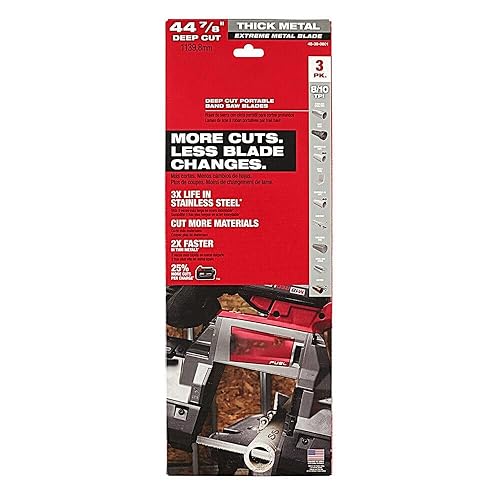 Se adapta a Milwaukee 48-39-0601 8-10 TPI hojas de sierra de cinta de metal extremadamente grueso, paquete de 3 unidades de corte profundo