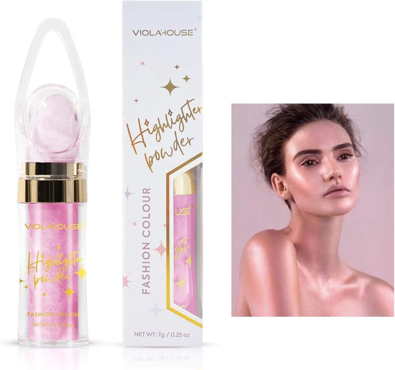 VIOLA HOUSE Highlighter voor het gezicht, lichaam, lippen, make-up kit, roze