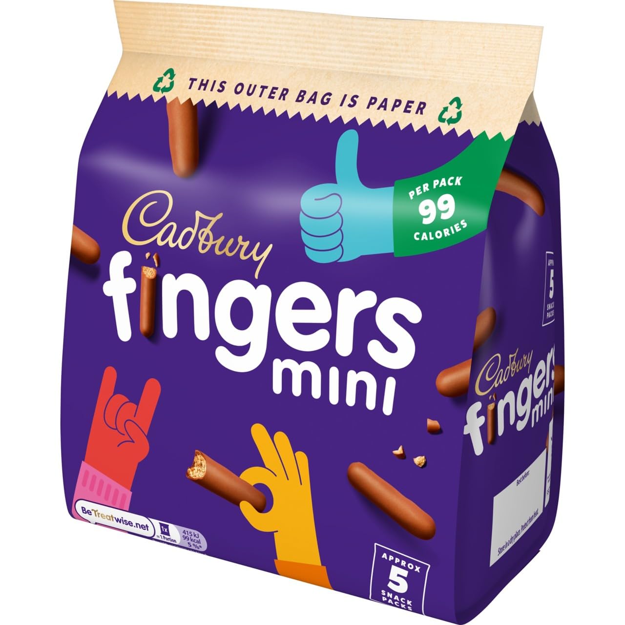 Cadbury Mini Fingers Biscuits Bag, 96.5g