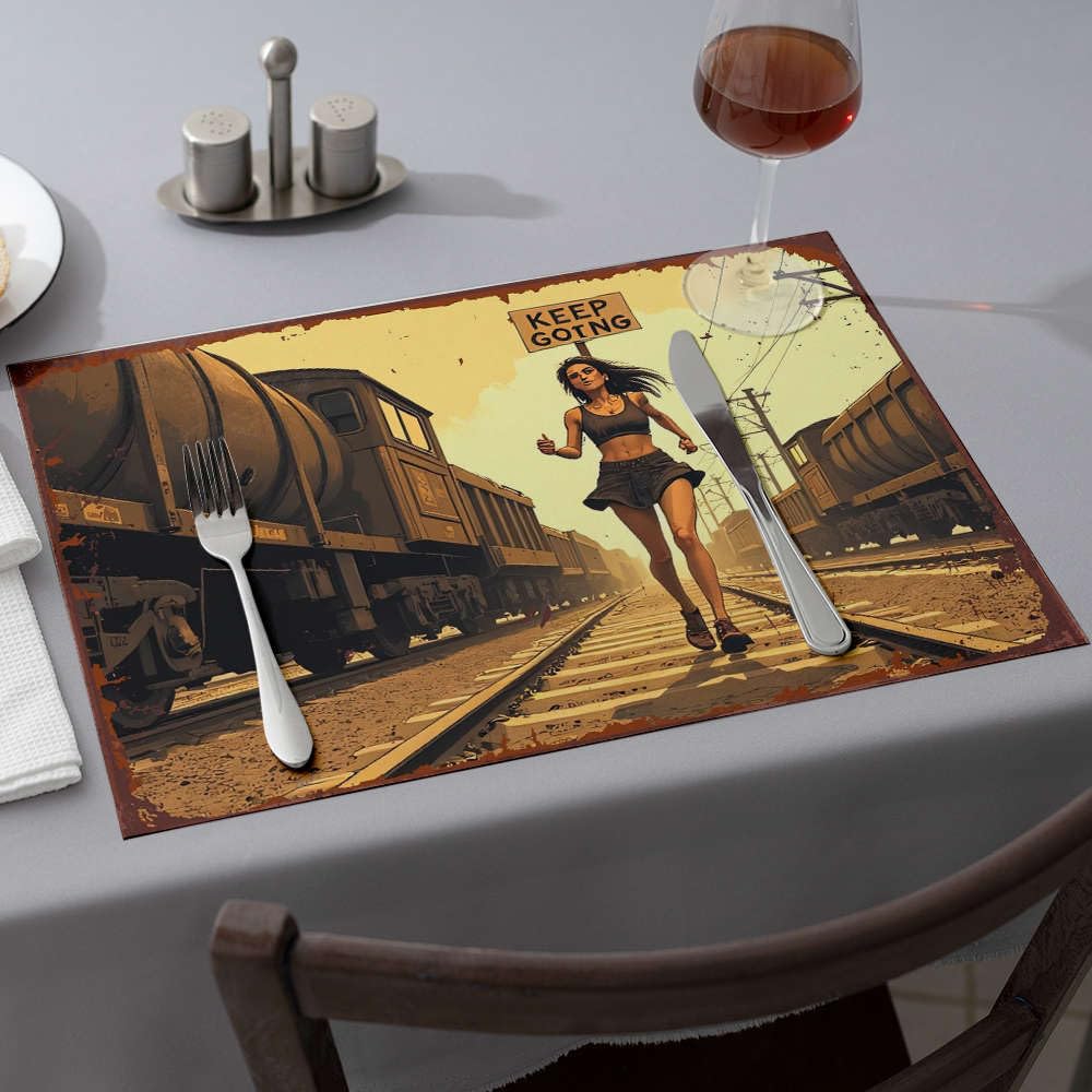 Set de table en silicone cuisine Nappe Western Keep Going protection plan de travail 6 pièces