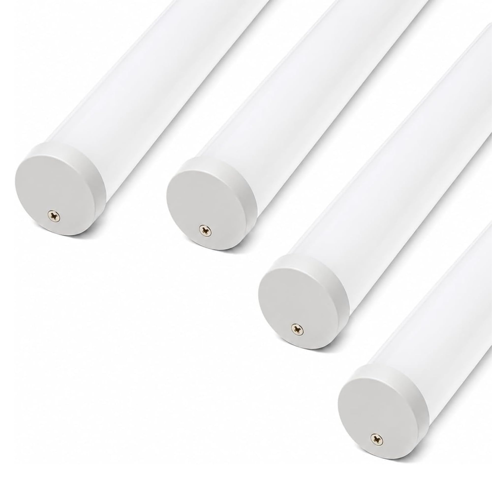 Jandei Confezione da 4 profili in alluminio da 1 metro per installare strisce LED sospese o in superficie, tubo per luci, copertura traslucida Ø 31,7 mm, tappi finali e viti