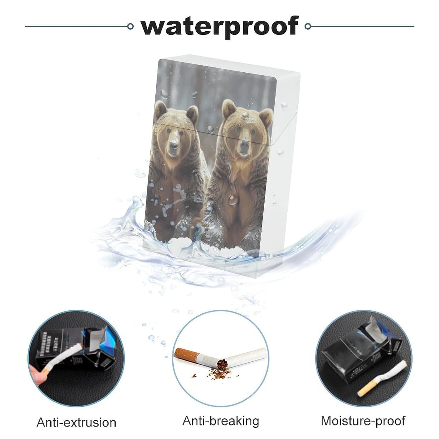 Animal Brown Bear Cigarette Case Plastic Cigarettes Box Smoking Accessories for Men Women image 3