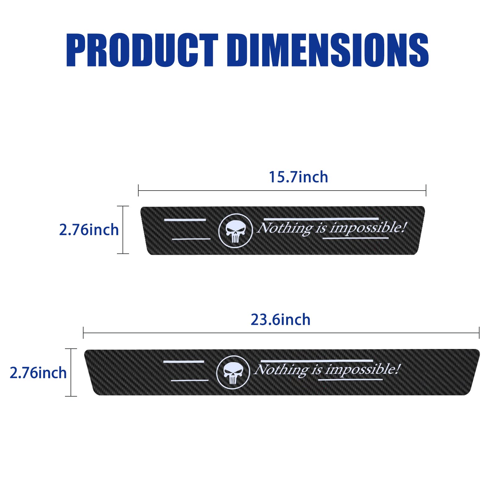 neynavy 4 PCS Car Carbon Fiber Leather Door Sill Protector, Universal Self-Adhesive Welcome Pedal Protector, Black Scratch-Resistant Door Edge Guards (Skull #Nothing is Impossible!), NEFZT508KLT-4PS
