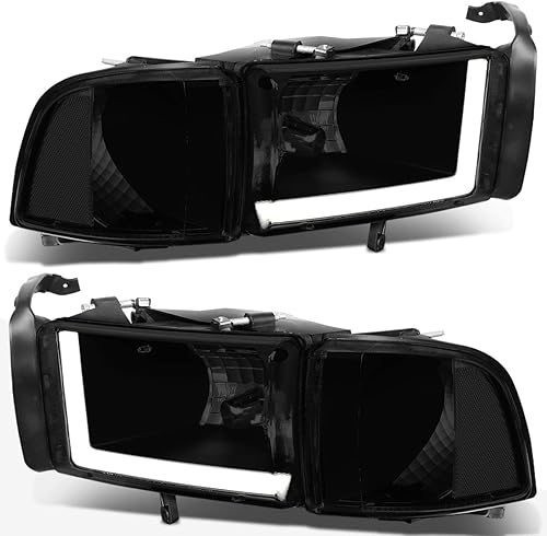 PM PERFORMOTOR Faros delanteros LED DRL negros con LED DRL de repuesto compatible con Ram 150094-02 Ram 2500 3500, PMHL-DRAM-9401-LB-BSC