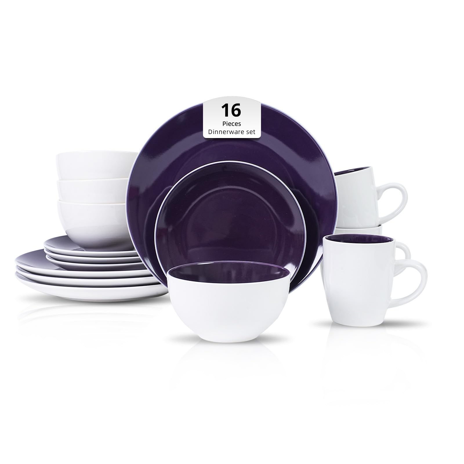 HomeVss Coupe Shape Violet Dinnerware Set