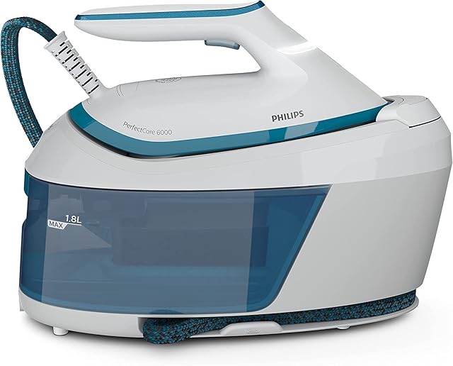 Philips Generator Pary Perfectcare Z Serii 6000-2400 W, Silne Uderzenie Pary Do 500 G, Ciśnienie 6,5 Bara, Technologia Optimaltemp, Zbiornik 1,8 L, Biały/Niebieski (PSG6022/20)
