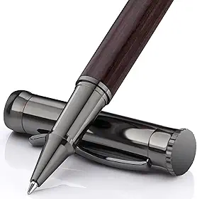 WEMATE Conjunto de canetas esferográficas de madeira, 2 refis de tinta extra (1 preta e 1 azul), caneta de escrita chique, bom presente de escritório de luxo para homens, profissionais, executivos,