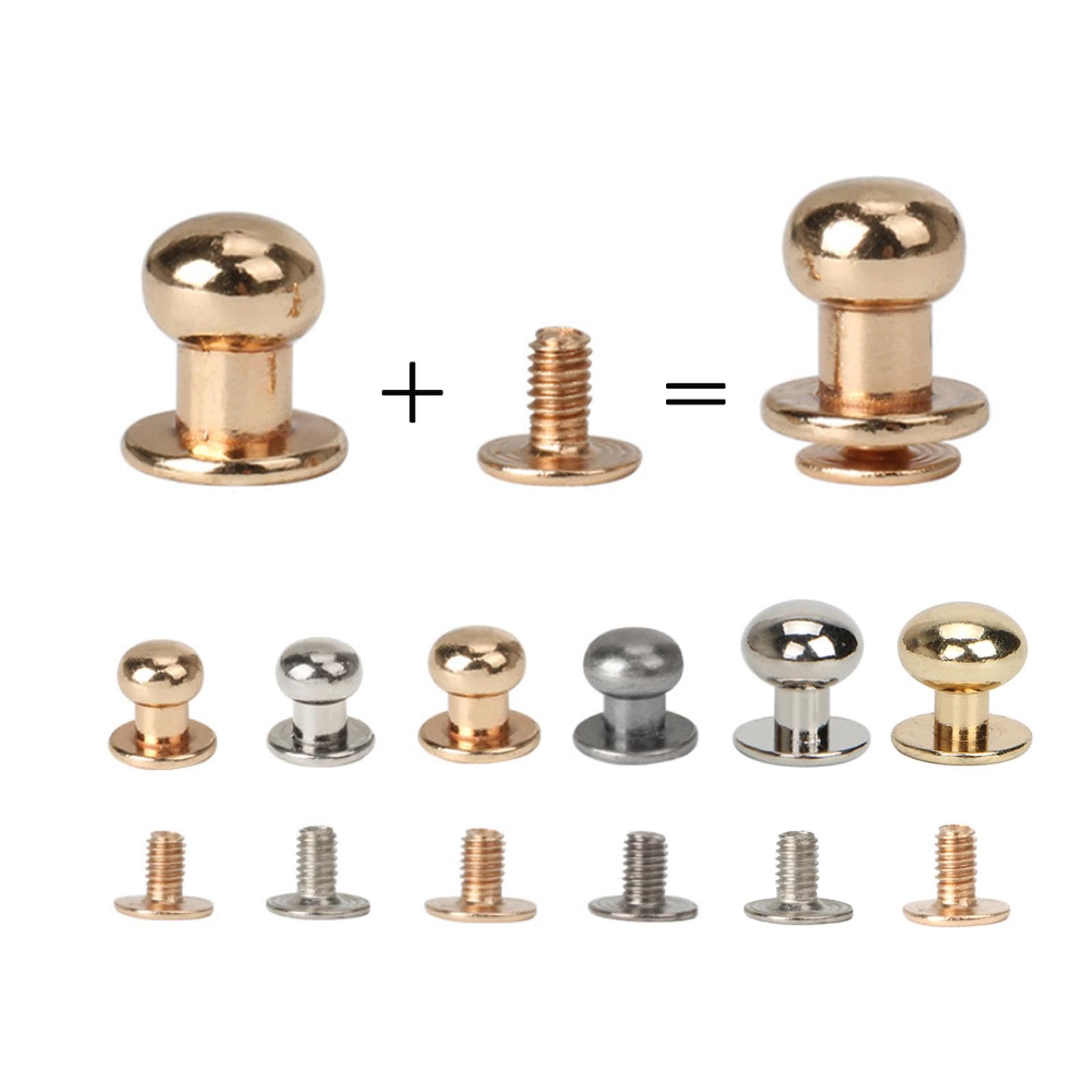 10 pezzi borchie dorate solide a testa tonda con viti in lega di zinco, kit di rivetti fai da te accessori in pelle per cintura, cinghia, borsa (6 mm)