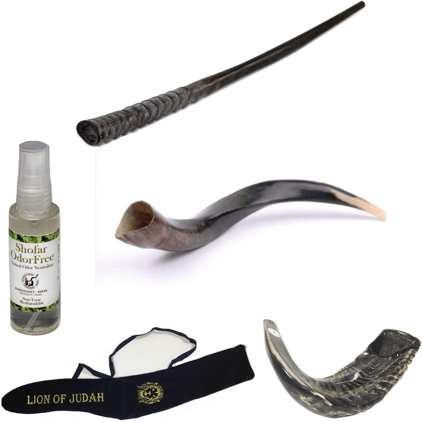 Amaizing Set Shofar,Big Oryx,Ram Horn,Kudu 16"-19",Shofar Bag+Anti-odor Spray