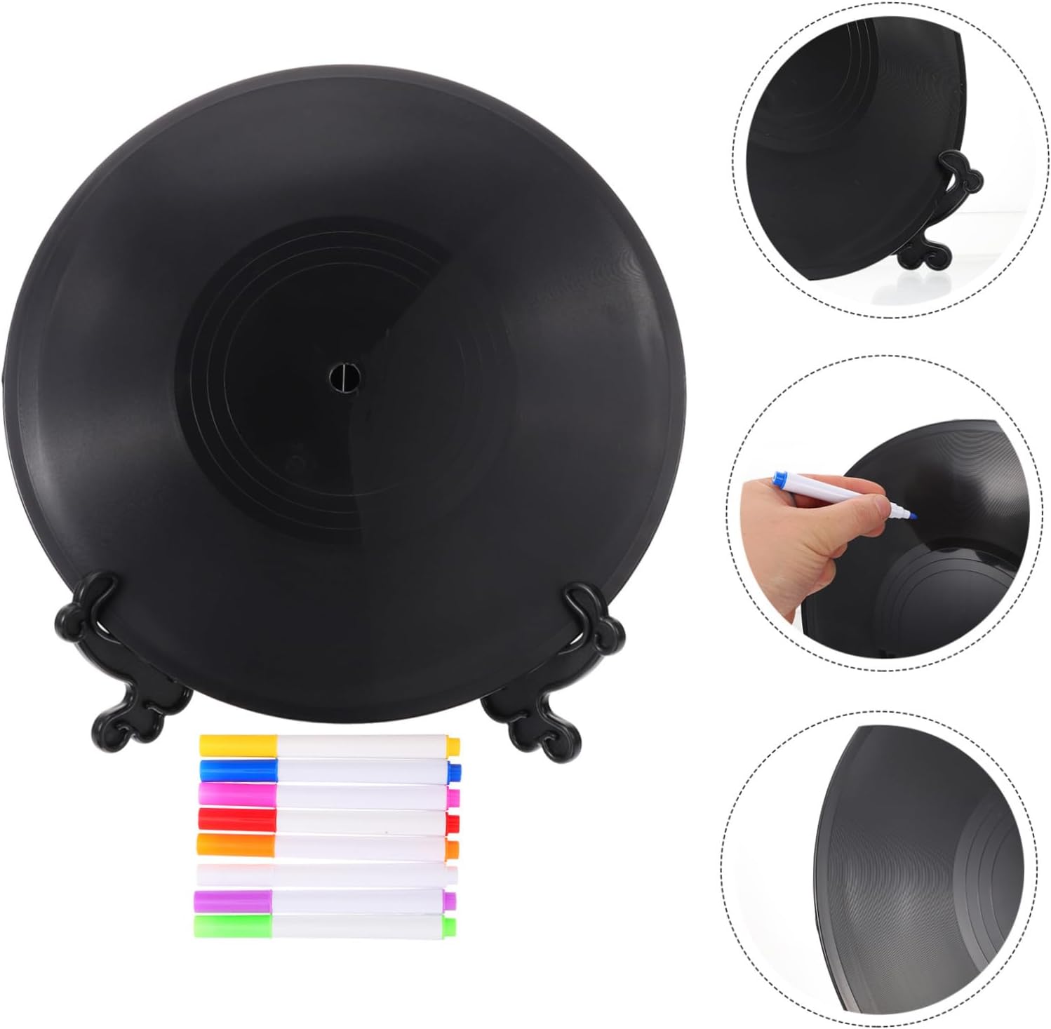 PRETYZOOM 1set DIY Decorative Vinyl Records Wall Art Unfinished Blank Records for Creative Home Restaurant Bar Decor Fun Crafting Markers and Base for Parties and Boys and Girls Activities image 3