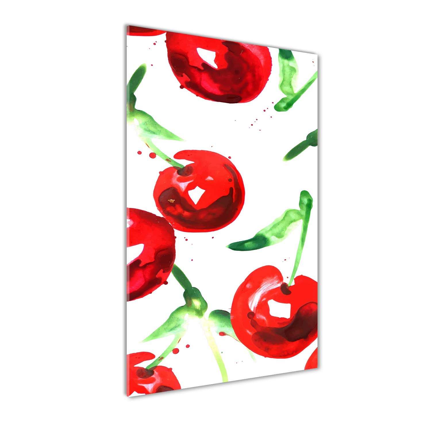 Tableau cerises rouge en verre 60x120 cm anti-taches pour cuisine