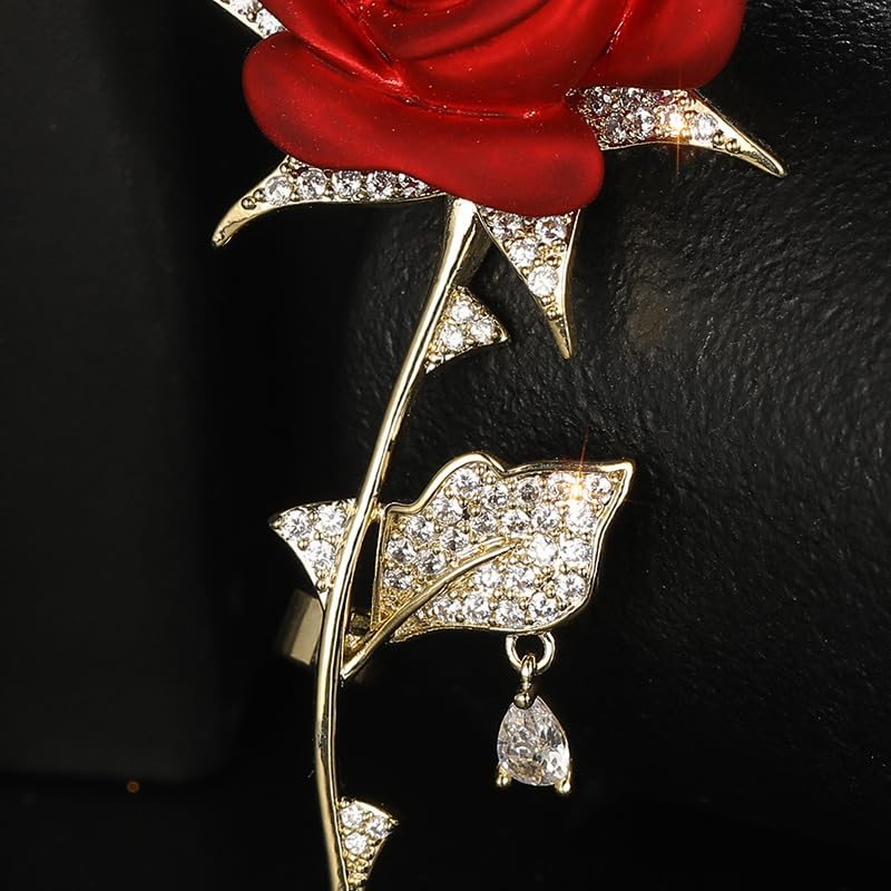 Image of Red Rose Flower Brooches and Pins for Women Costume Jewelry Brooch Pins Broches Jewelry for Women Elegant Lady Pin