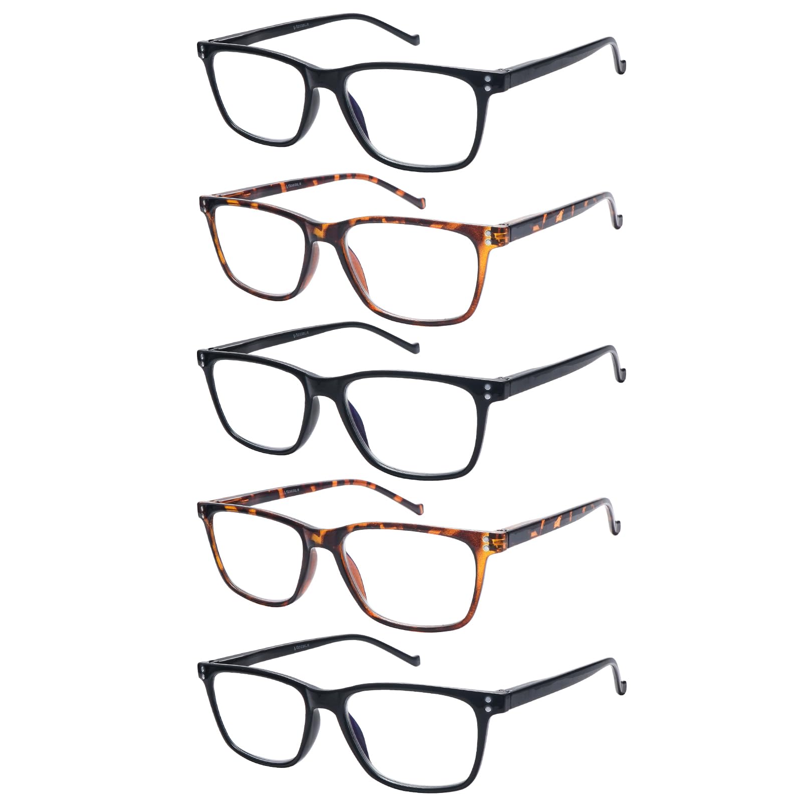 ZONLON 5 Pack Stylish Reading Glasses for Men Women Blue Light Blocking Lightweight Computer Readers with Spring Hinges