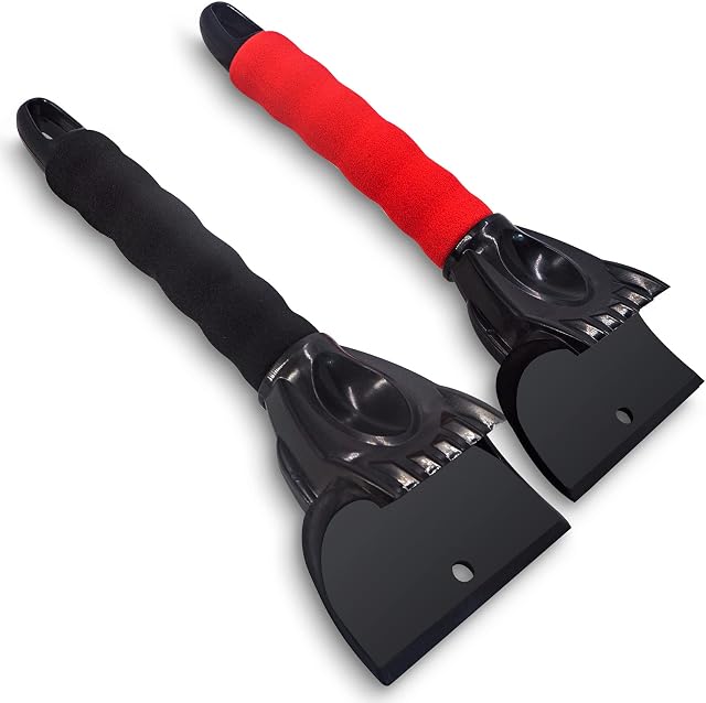 ADORAMOUR Ice Scrapers for Car Windshield - Snow Scraper for Car Windscreen, Automobile Window Defrost Squeegee for Winter, Handheld Ice & Frost Removal Cleaning Tools for Car Truck SUV, 2 Pack