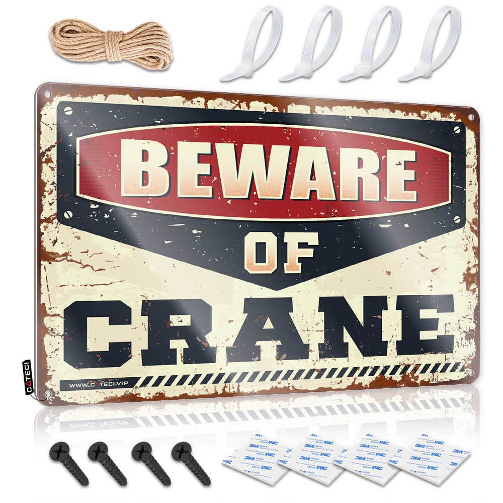 STWNVOITV Backyard Bar Decor Beware Of Crane Sign Little Man Cave Sign Personalized Bar Signs(30X40CM)