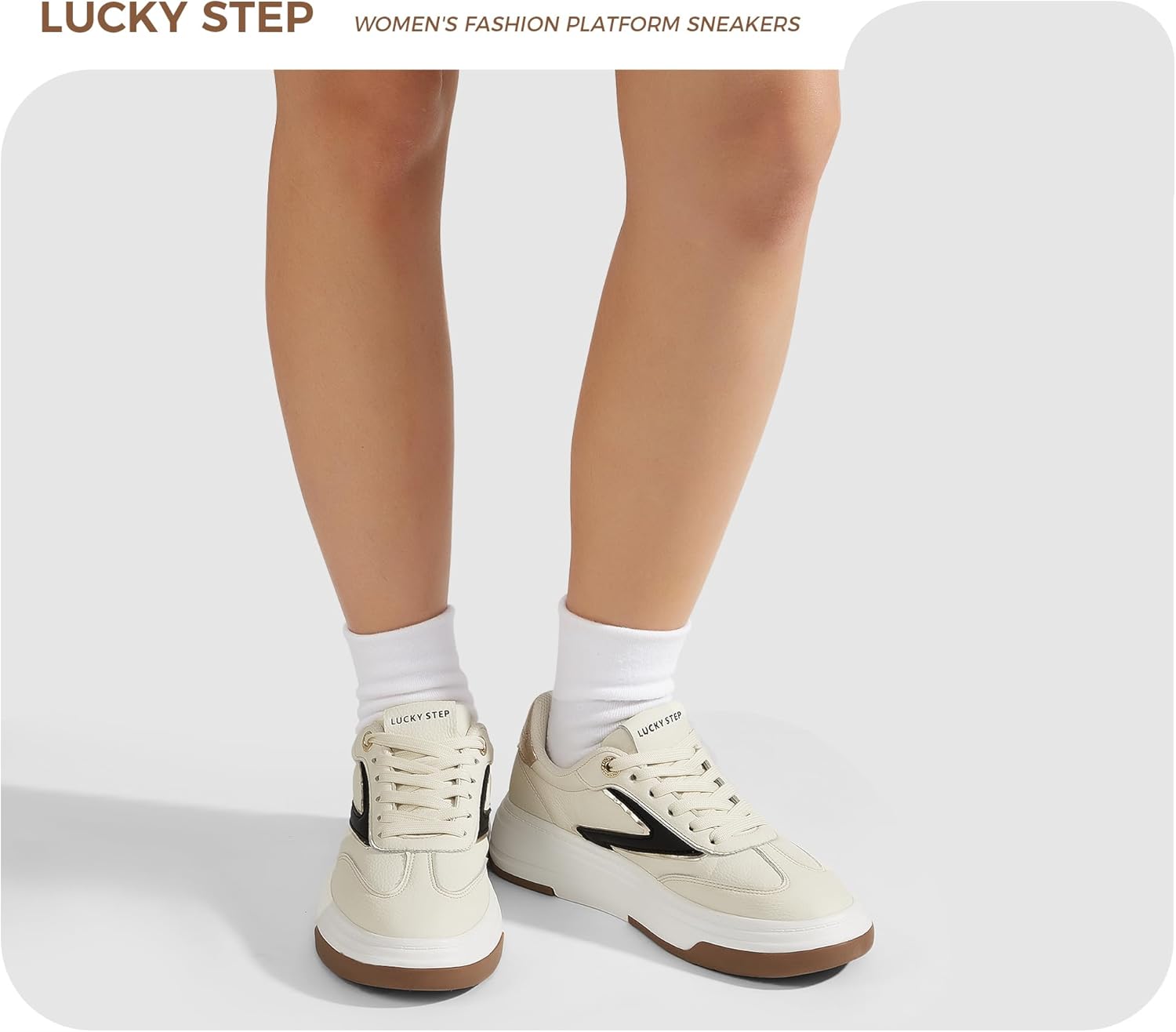 LUCKY STEP Women's Fashion Platform Sneakers Retro Chunky Casual Cow Suede Tennis Footwear Thick Sole Low Top Memory Foam Insole Walking Shoes - Image 8