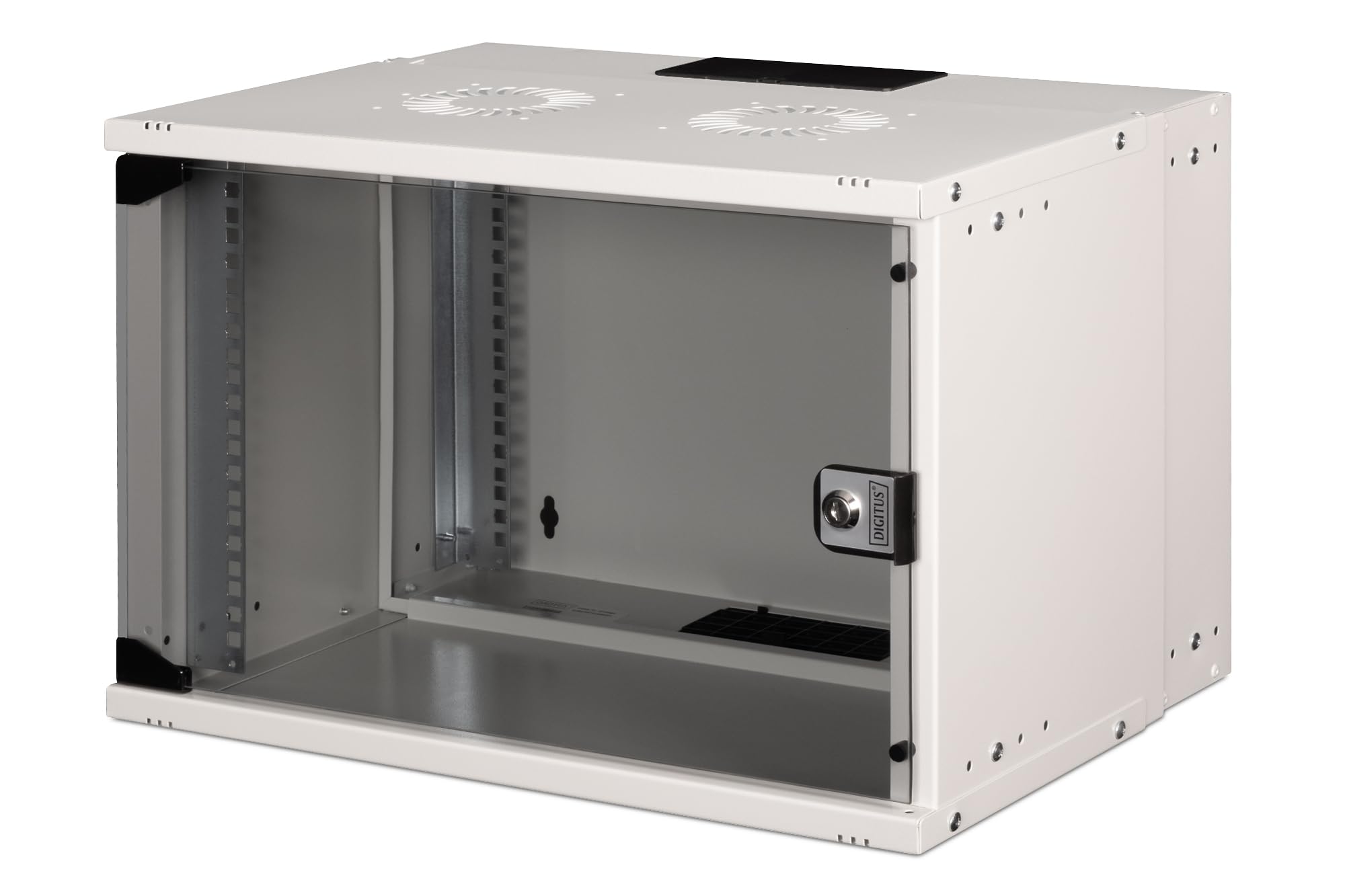 DIGITUS Netzwerkschrank - 19-Zoll Rack 7 HE - Unmontiert - Wandmontage - 400 mm Tiefe - 319,25 mm Nutztiefe - Traglast 60 kg - Glastür - SOHO Pro-Serie - Grau