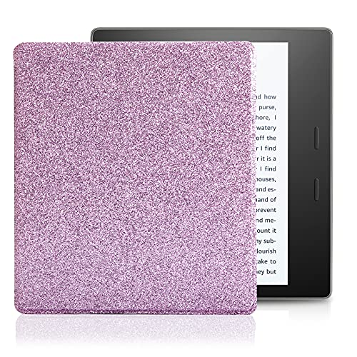 CoBak Case for 7" Kindle Oasis | Compatible with 9th(2017 Release) and 10th Genration(2019 Release) - Premium PU Leather Smart Cover with Auto Sleep Wake Feature, Slim Fit, Purple Glitter