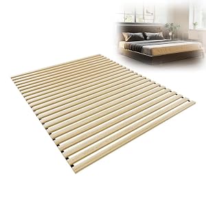Aufun Lattenrost Rolllattenrost Rollrost Fichtenholz mit 23 Leisten, 160x200cm Holzlatten Lattenroste, Faltbar stabil belastbar bis 300kg für alle Matratzentypen Matratzenrost, inkl. Schwarz Gummiband