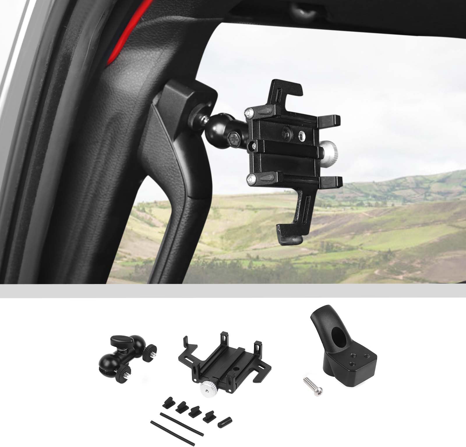 JWWY for Jeep Universal Phone Holder Mount A-Pillar Handle Adjustable Phone Holder for 2024-2026 Jeep Wrangler JL JLU & Gladiator JT Interior Accessories