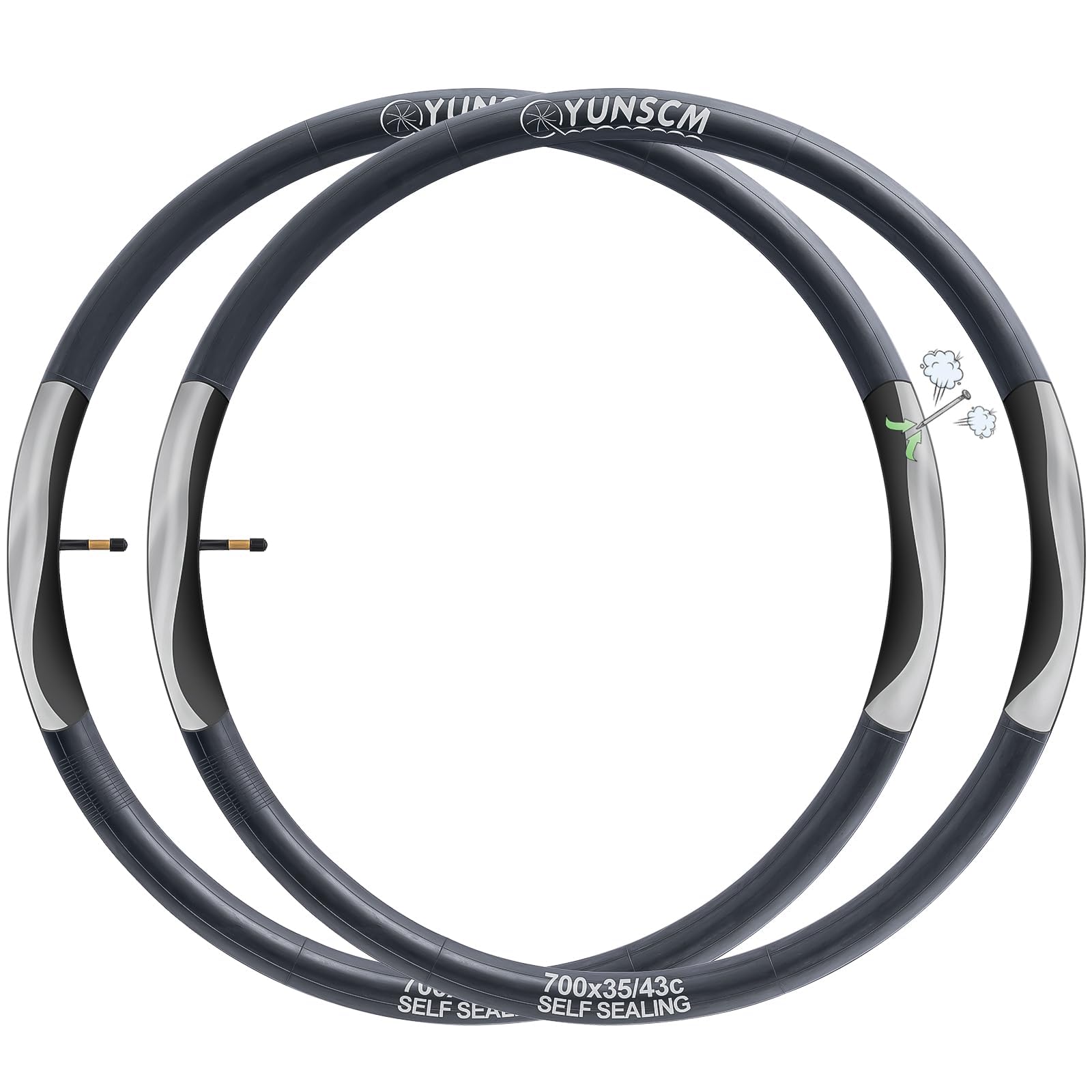 2-PCS 700C Self-Sealing Bike Tubes 700x35C 700x38C 700x40C 700x42C AV48mm Automatic Repair, Puncture Resistant Compatible with 700x35C/36C/38C/40C/42C