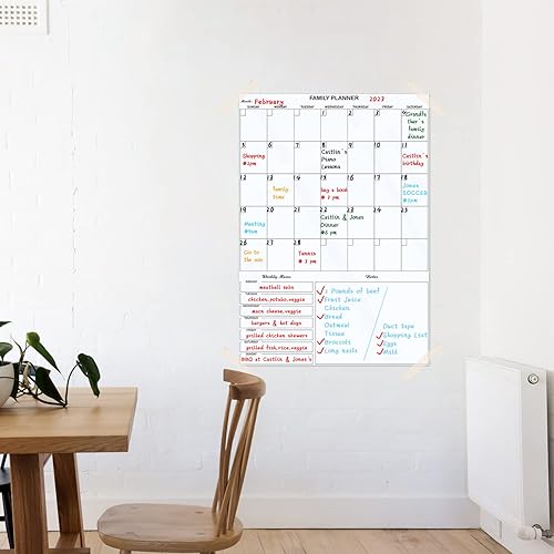 Miniatura 3 de Calendario familiar de borrado en seco  165 x 236 pulgadas  Tablero mensual grande para nevera organizador mensual y menú semanal calendario mensual