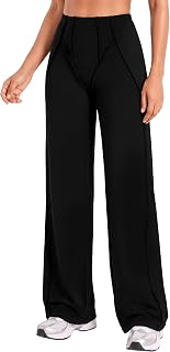 Sunzel Women's Wide Leg Yoga Pants High Waisted Seam Detail Casual Pants | Buttery Soft, Straight Leg, 4 Way Stretch, Moderate Tummy Control, Pull On, Loose Fit, Everyday Wear, Athleisure