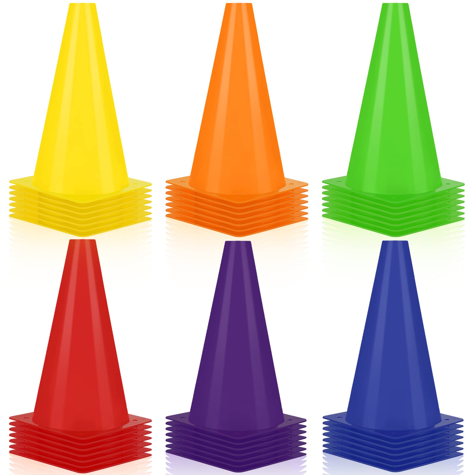 Hoteam 30 Pieces 9 Inch Traffic Cones Plastic Sport Agility Training Safety Cones Soccer Practice Equipment for Basketball Football Drills Exercise,