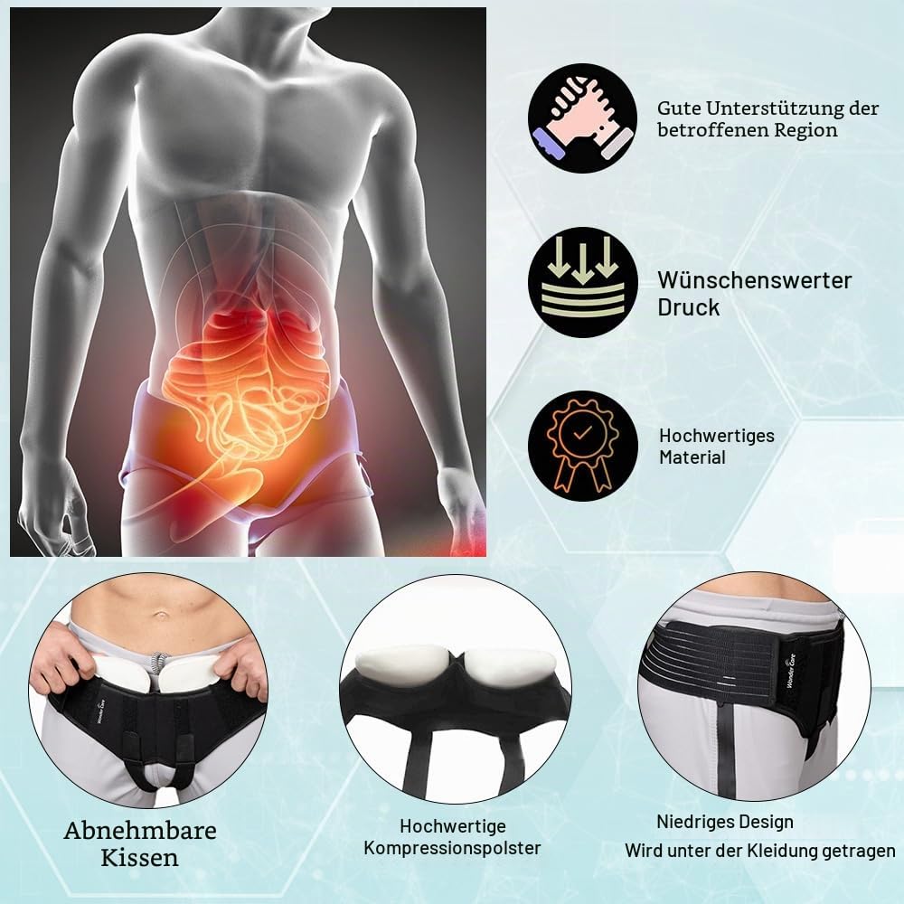 Wonder Care Schwarz Leistenbruch Gürtel für Männer Hernie Truss Klammer Large