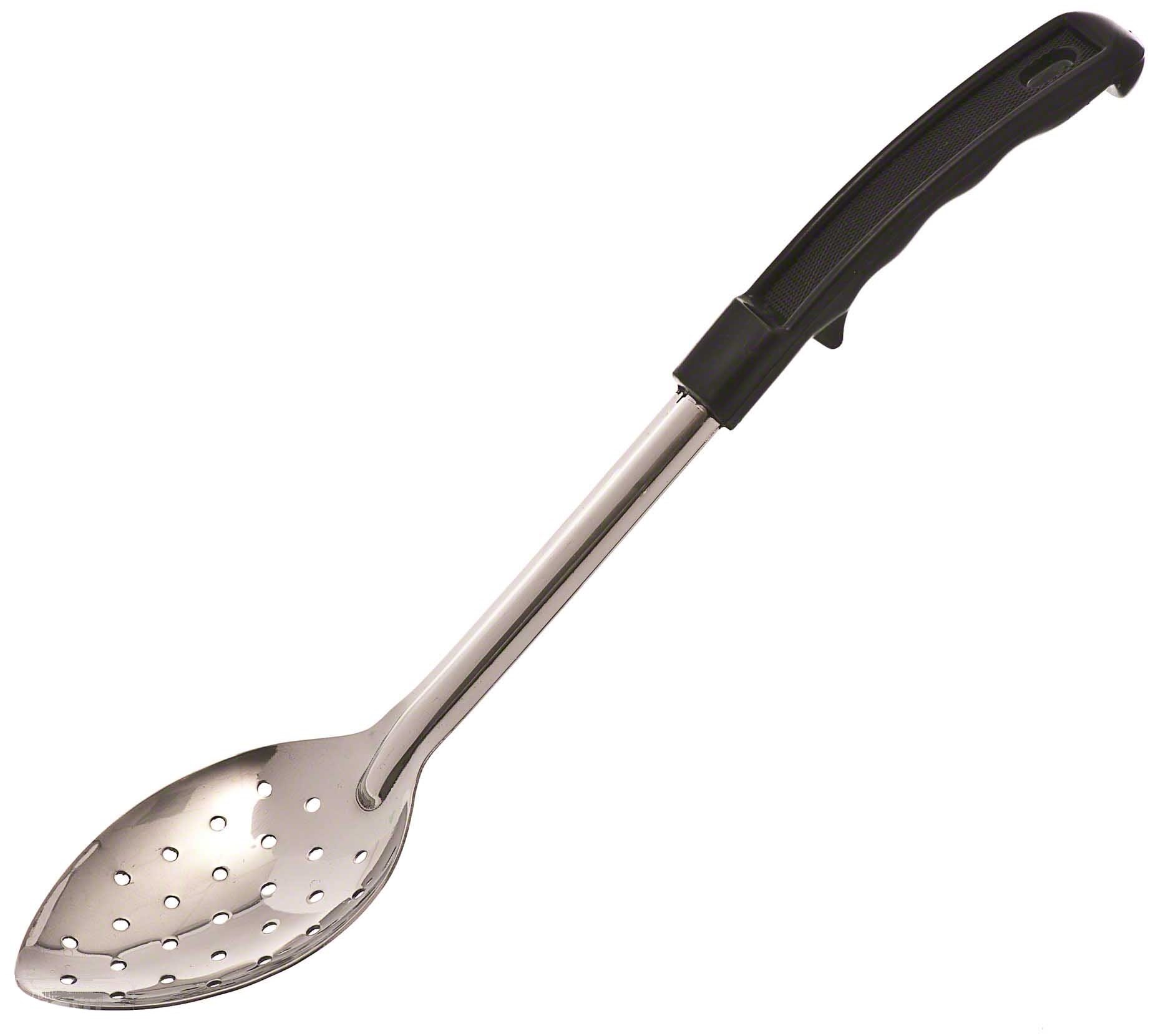 Browne-Halco 5762 Stainless Steel Perforated Serving Spoon with Black Polypropylene Handle, 13-Inch