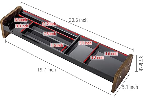 Miniatura 5 de MyGift Moderno organizador de almacenamiento de escritorio, acrílico gris oscuro prémium sobre teclado, bandeja de flujo de escritorio de oficina
