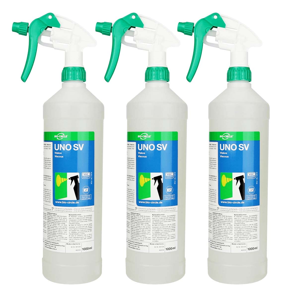 bio-chem UNO S V Universalreiniger Konzentrat 3x 1L | Starker Universalreiniger Viskos als Sparpack