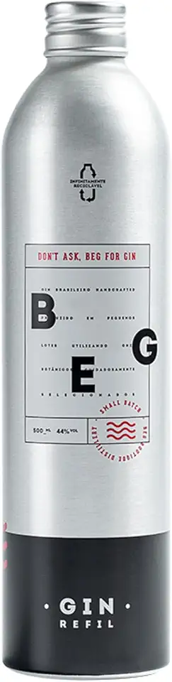 BEG - Brazilian Boutique Dry Gin 500ml - REFIL - Transporte Fácil e Custo Benefício - Final Seco e Levemente Picante - Segundo Lugar na Bartenders Spirits Awards - Estilo London Dry - Cítricos Equilibrados - Sustentabilidade e Versatilidade