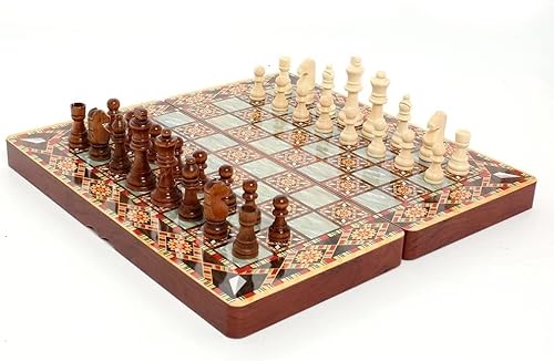 Miniatura 5 de Ajedrez Plegable Juego de Entretenimiento Intelectual Portátil 3 en 1 Tablero de Ajedrez Múltiples Modos Lujo Caballero Damas Ajedrez