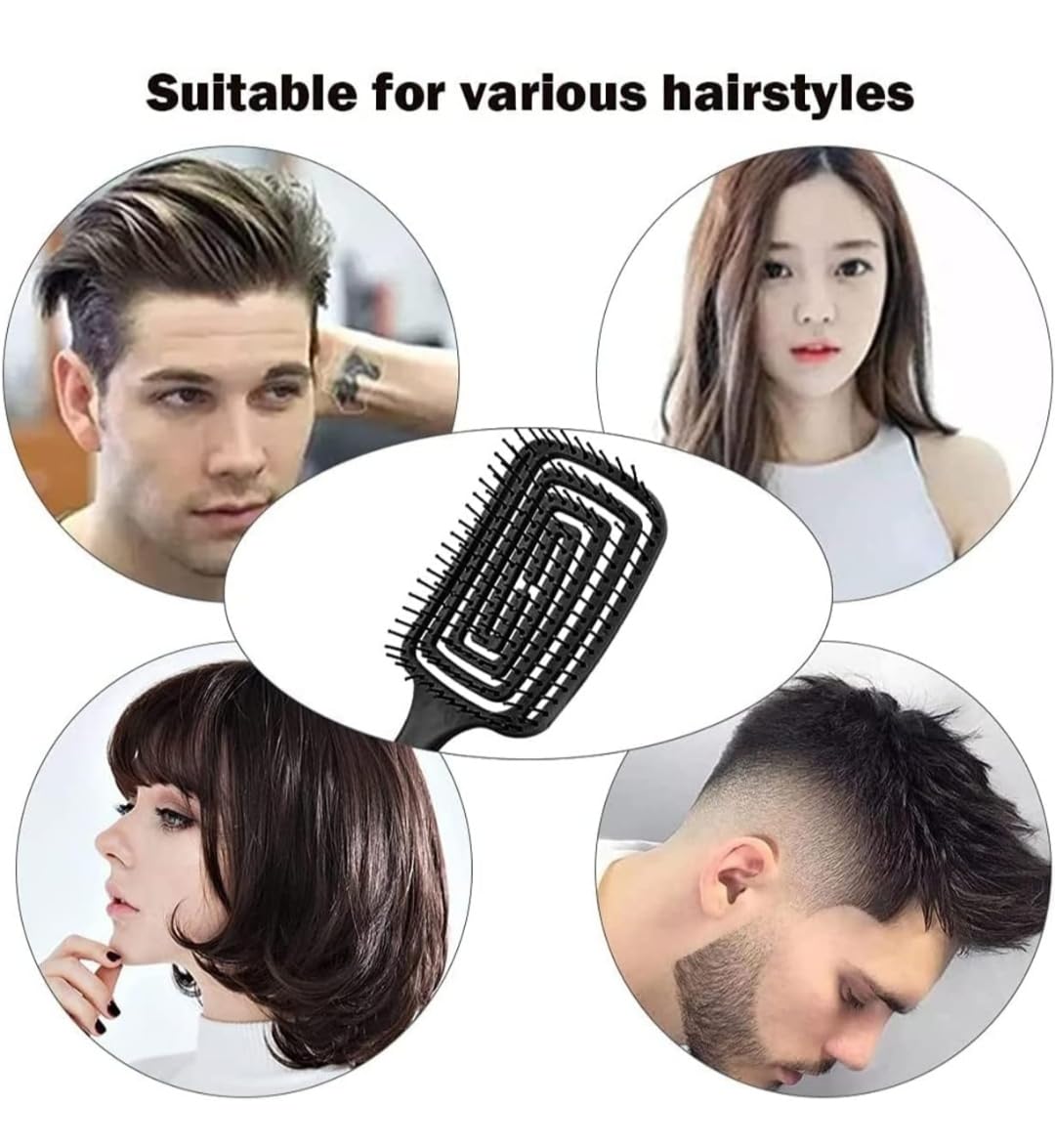 Feelhigh Detangling Brush, Dry and Wet Vented Detangler Hair Brush for Women and Men, Professional Paddle Curved Styling Hairbrush for Straight/Curly/Thick/Long/Wavy/Damaged Hair (Black) 4