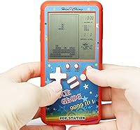 Vista 2 de Consola de juegos retro de bloques con carcasa de color y pantalla grande alimentada por 2 pilas AA, construye 23 juegos y con un cuerpo pequeño