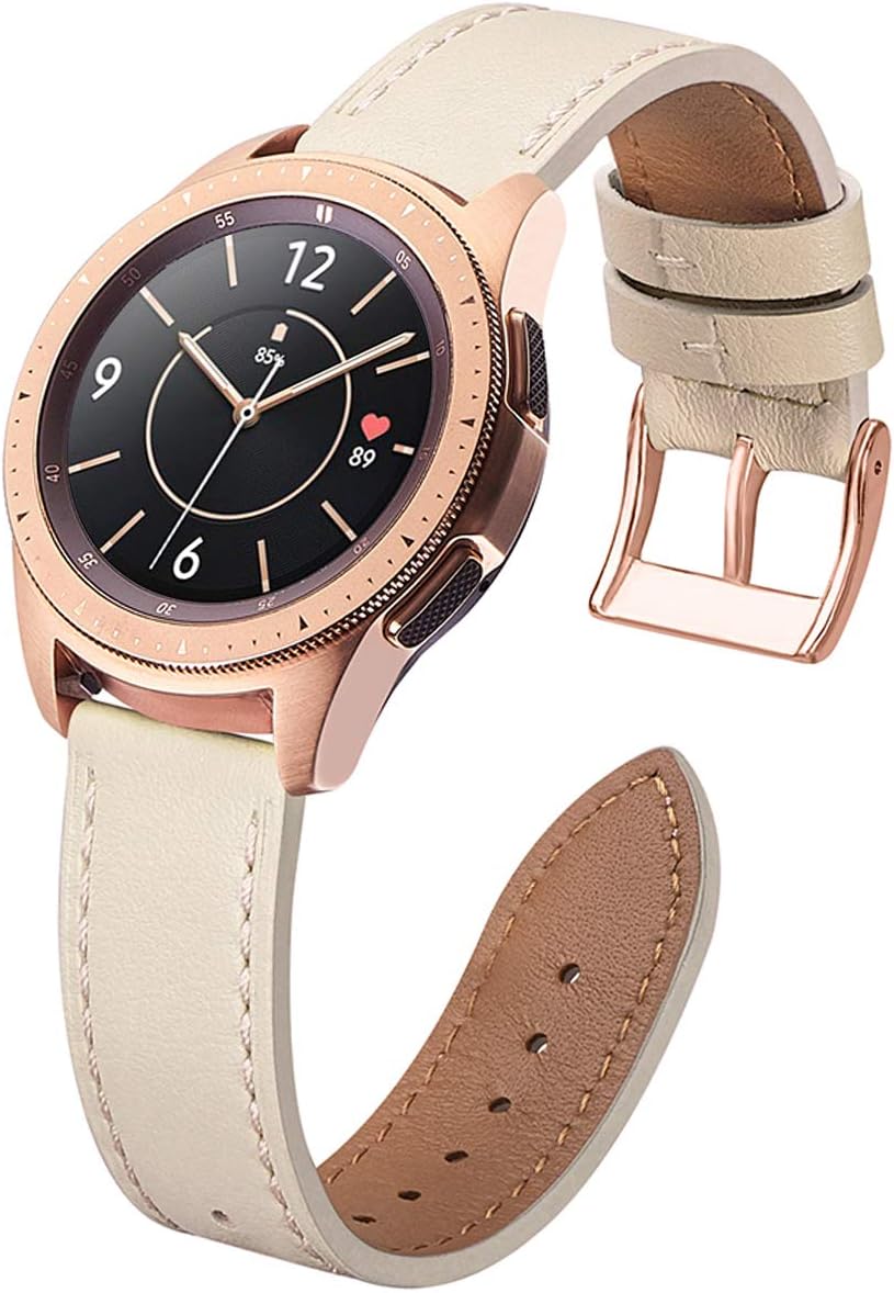 OMIU Leather Bands Compatible with Samsung Active 2 Watch Band/Galaxy Watch 4 Band 40mm 44mm/watch 4 classic band, 20mm Leather Bands for Samsung Galaxy 42mm/Galaxy Watch 3 41mm Band Women Men